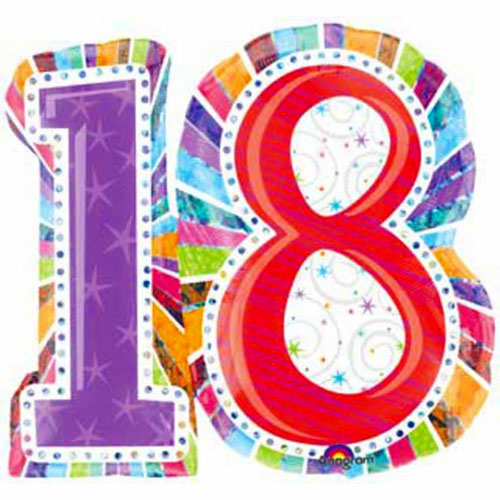 PALLONCINO IN MYLAR - NUMERO 18 SAGOMATO